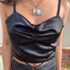 black satin bustier top
